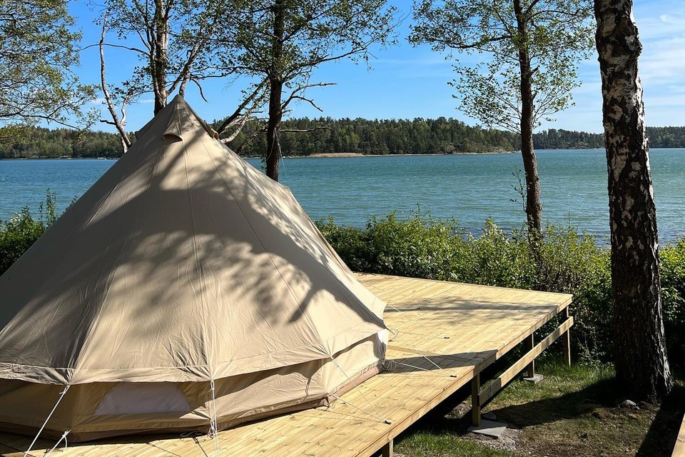 Glamping tält på Trosa Havsbad